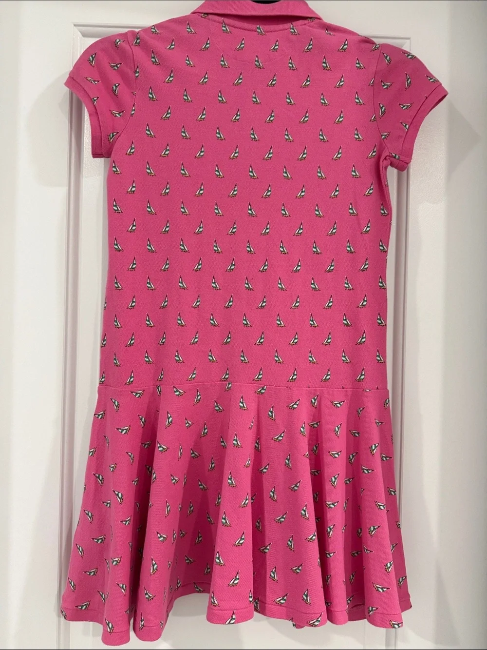 Ralph Lauren Girls' Bright Pink Polo Dress with Sailboat Motif